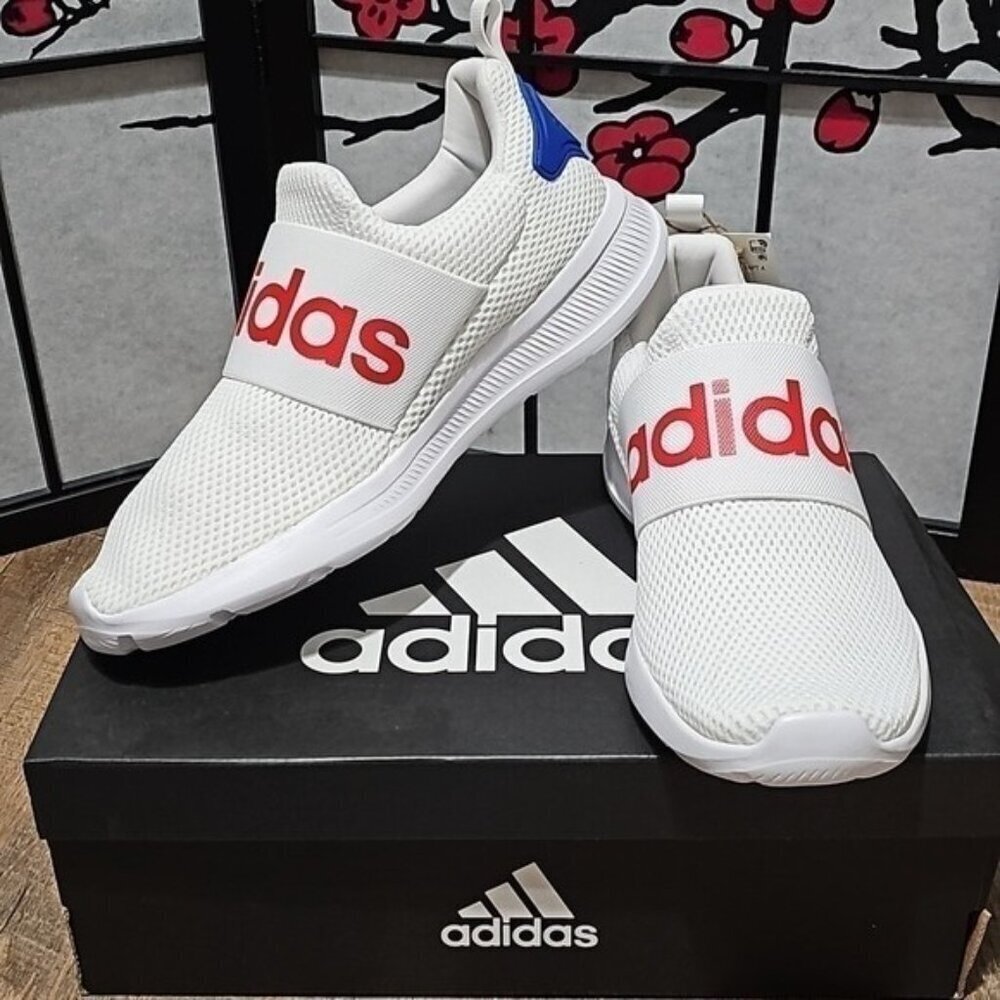 Adidas Lite Racer White Red Shoes Size 9‎ New - Picture 10 of 10